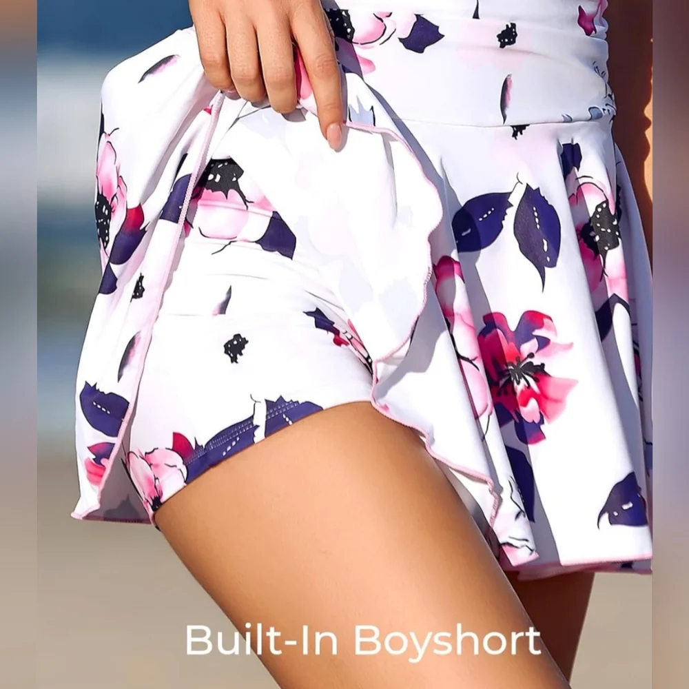 NEW! Miyang Floral Women's Swim One Piece With Built In Boyshorts.